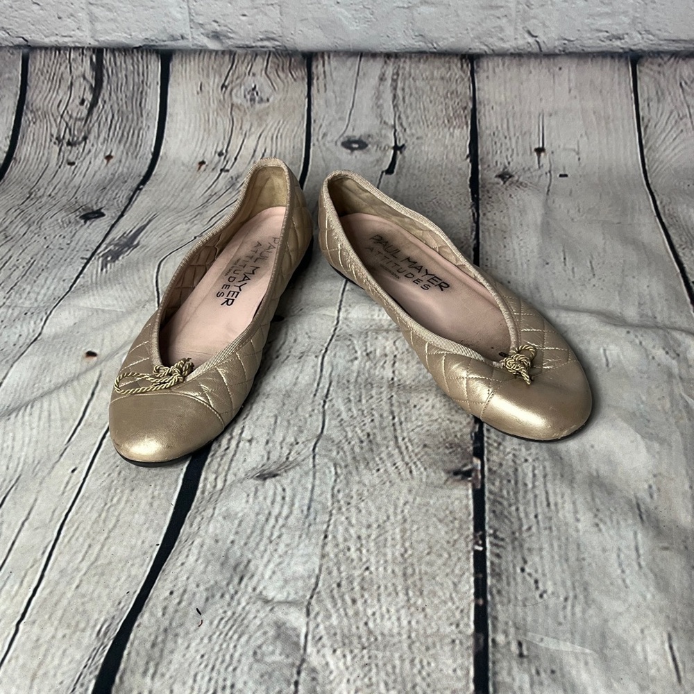 Paul Mayer Gold Quilted Flats with Tassel